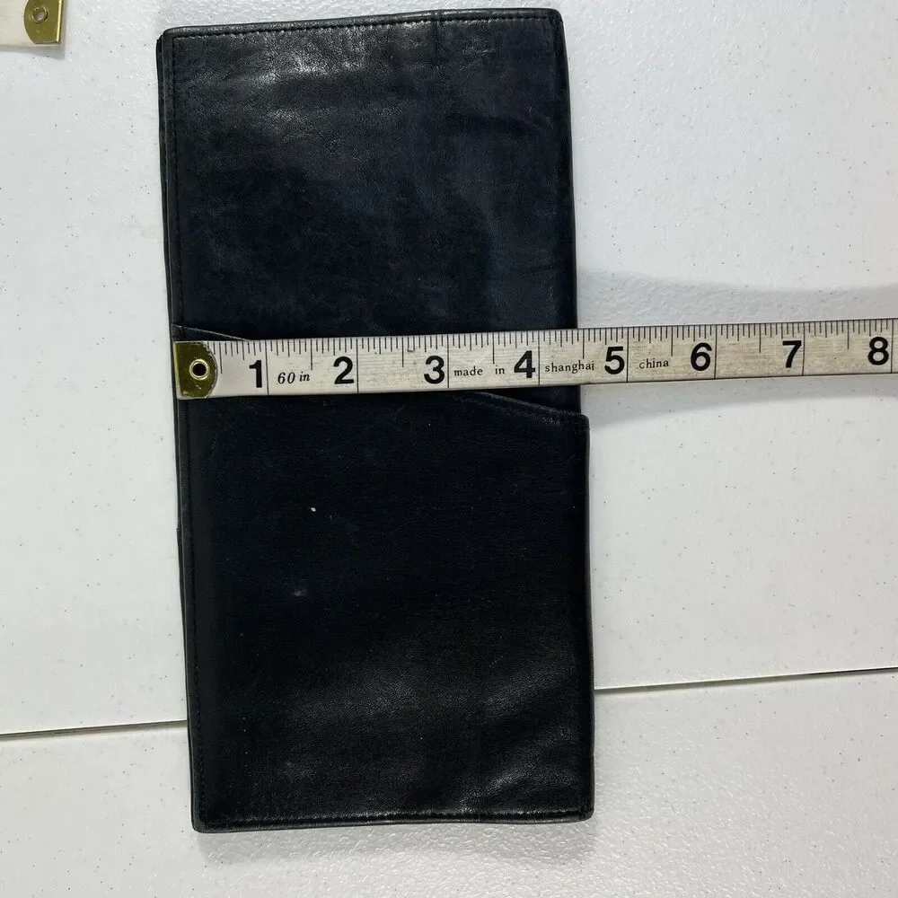 Dockers Travel Leather Bi-Fold Wallet Distressed Black Document‎ Passport Holder